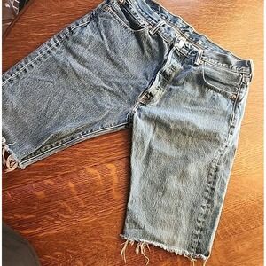 Levi's Men's 501 Cutoff Shorts Denim Jeans Size 34 Great Length To Adjust